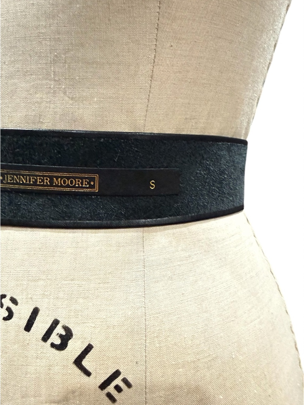 Jennifer Moore Genuine Leather Gold Chain Link Waist Belt Black Size S Vintage - Picture 7 of 9